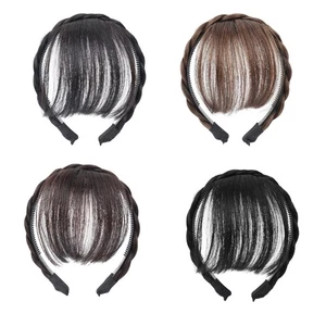 Girls Wig Synthetic HairBand Bangs Headband For Women Lady Curved Bangs - Picture 1 of 11