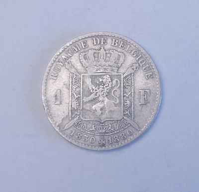 Bélgica 1 Franco 1880 - 50 Años de Independencia - Moneda de Plata #30 Foto 1 de 3