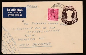 INDIA 20p ASHOKA PSE uprated INDIA to KOLN, West Germany - Picture 1 of 3