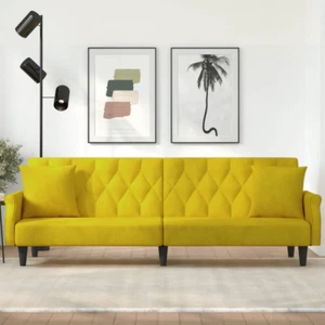 vidaXL Divano Letto con Braccioli Giallo in Velluto - Foto 1 di 1