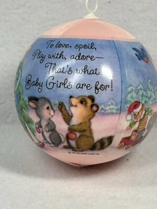 Hallmark Keepsake Baby First Christmas Girl Unbreakable Satin Ornament 1992 VTG - Picture 1 of 15