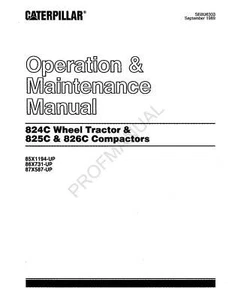 Caterpillar 824C Tractor 825C 826C Compactor Operators Maintenance Manual - Picture 1 of 1