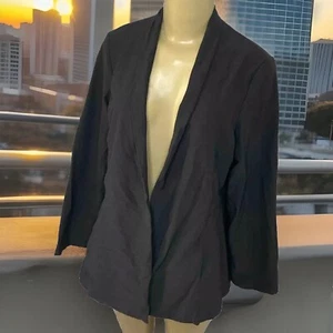 Eileen Fisher Petite Cardigan Open Jacket Stretch Jersey Washed Black Women Sz L - Imagen 1 de 6