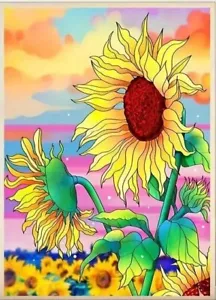 5D Diamond Painting Kit 20X30cm - Sunflowers - Picture 1 of 3
