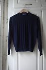 New Women's Dorfit Pure Cashmere Cable Knit Sweater Jumper in Navy Blue Medium