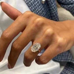 14k Yellow Gold 4TCW Oval Lab Grown/CVD Diamond IGI Certified Ring For Wedding - Picture 1 of 9