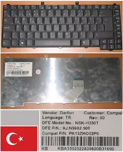 Keyboard qwerty Turkish Acer 3100 3690 5100 NSK-H350T 9J.N5982.50T KB.A3502.022 - Picture 1 of 1