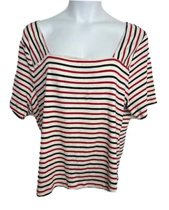 Lane Bryant Women's Plus Size 22/24 Square Neck Short Sleeve Striped Shirt NWT - Picture 1 of 12