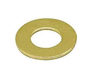 Small Parts Brass Flat Washer, Plain Finish, No. 3 Screw Size, 0.1" ID, 1/4" OD, - Picture 1 of 3