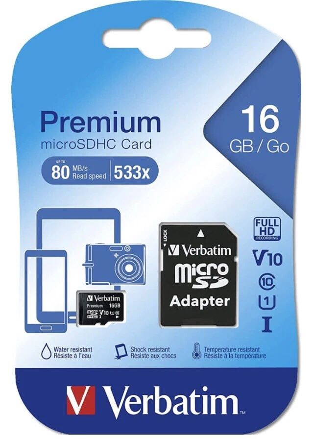 Scheda di memoria Verbatim  941993 Scheda di Memoria MicroSDHC, 16 GB - Immagine 1 di 4