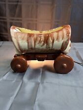 Vintage Ceramic Covered Wagon TV Lamp Planter 8 3/4” Long