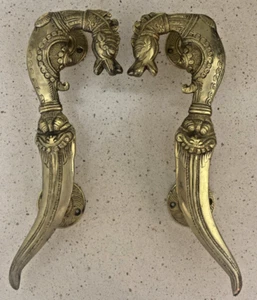 Yali Dragon Shape Brass Door Pull Mythical Animal Door Handle Pair Entry - Picture 1 of 9