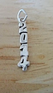 Sterling Silver 25x3mm Birth Anniversary Graduation Year 2014 Vertical Charm - Picture 1 of 4