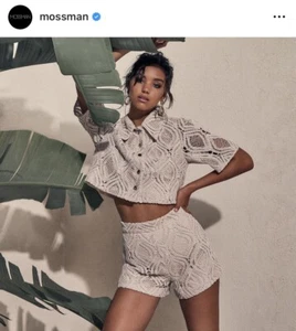 Mossman The Last Resort Shorts RRP $199.95 - Size 12 - NWT Taupe Lace - Picture 1 of 7