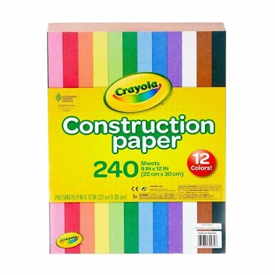 Papel de Construcción Crayola Super Pack 12 Colores 240 Hojas 9" x 12" NUEVO Foto 1 de 4