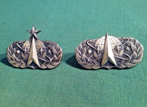 2 NASA US Air Force SPACE OPS SENIOR PEWTER WINGS LAPEL PIN BADGE 1-5/8" inches - Picture 1 of 4