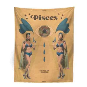 Pisces Tapestry Astrological Zodiac Wall Hanging Retro Cool Sexy Psychedelic - Picture 1 of 1