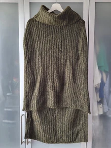 ASOS | Strick Cape Pullunder Überwurf Rollkragen One Size Wolle khaki meliert - Bild 1 von 20