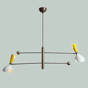 Two-Arms Brass Sputnik Chandelier Light Fixture Raw Brass Ceiling Fixture - Picture 1 of 6