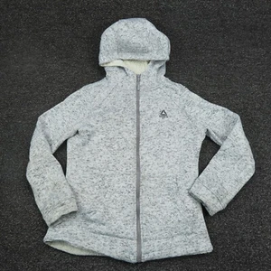 Reebok Jacket Girls Large Gray Sherpa Lined Full Zip Hooded Long Sleeve Youth - Picture 1 of 8