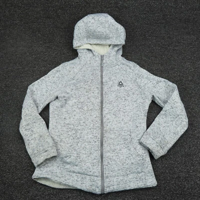 Chaqueta Reebok Niñas Grande Gris Sherpa Forrada Cremallera Completa Con Capucha Manga Larga Juvenil Foto 1 de 4