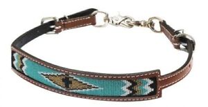 Showman Medium Oil Leather Wither Strap w/Beaded Cross Design