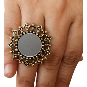 Ethnic Traditional Bollywood Style Gold Tone Oxidized Indian Adjustable Rings - Picture 1 of 9