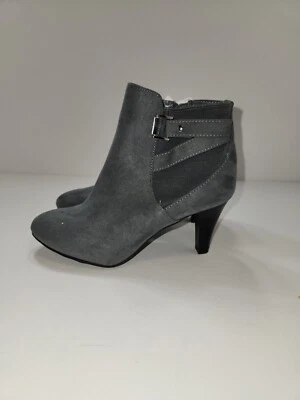 Dexflex Comfort Booties Womens Size 5.5 Gray 3 in Heels Faux Suede Ankle NEW C6 - Image 1 of 4
