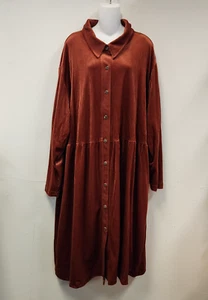 Vintage Hanes Signature Collection Corduroy 4XL Orange Rust Buttons Drop Waist - Picture 1 of 10