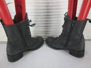 STEVE MADDEN Women's size 8 (37) Black Leather Zip Fur Work Chukka Boots Lace Up - Picture 1 of 8