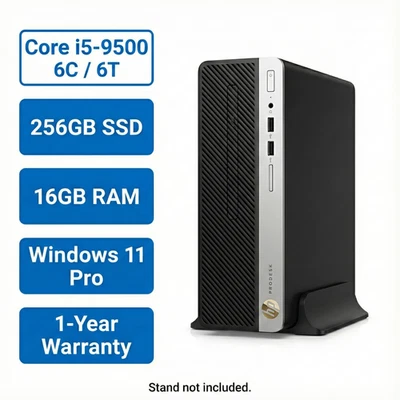HP ProDesk 400 G6 SFF Intel Core i5-9500 9th Gen 16GB RAM 256GB NVMe Win 11 Pro - Image 1 of 4