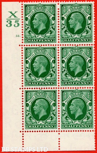 SG. 439 N47 ½d. Green. An UNMOUNTED MINT control block of 6. Control ...