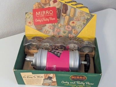 Vintage Mirro 358-AM Cooky & Pastry Press w/ Box & Recipes USA Aluminum –Unused  - Image 1 of 4