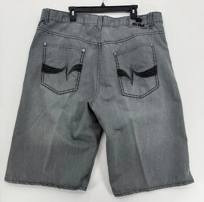 Pantalones Cortos Sueltos Old Skool Para Hombre 48 14" Gris Grunge Pantalones Cortos Denim Bordados Y2K Foto 1 de 4