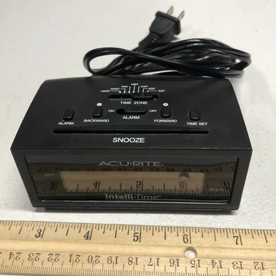 ACU RITE Intelli-Time Alarm Clock 13002 Black Electric W/ Snooze Button - Image 1 of 4