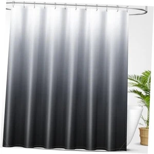 Luxury Black and Grey Ombre Shower Curtain Sets with 12 Hooks, Waterproof and - Picture 1 of 8