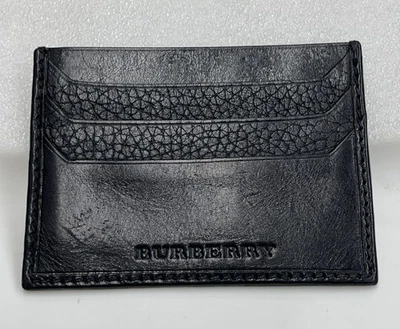 Burberry Men's Black Grainy Leather Card Holder Wallet Authentic - Image 1 of 4
