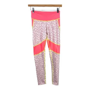 Crewcuts Leggings Neon Coral Pink Leopard Print Color Block Girls Size 12 - Picture 1 of 8