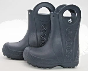 Boots CROCS Kid Handle Rain Boots Blue Waterproof Toddler Size C8 Unisex Pull On - Picture 1 of 11