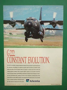 3/1993 PUB ALENIA AVION G222 MILITARY TACTICAL TRANSPORT AIRCRAFT ORIGINAL AD - Imagen 1 de 1