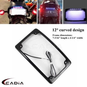 Soporte de número de marco de matrícula LED 7x4 con luces LED para Harley Softail Dyna - Imagen 1 de 10