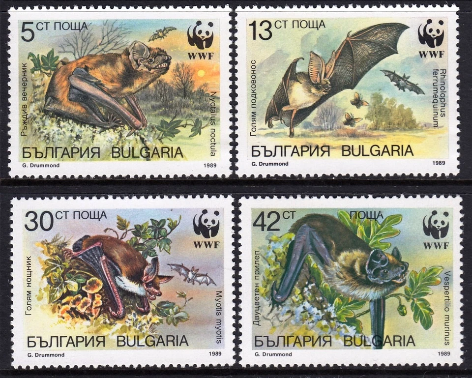 Bulgaria 1989 Bats - WWF Complete Mint MNH Set SC 3398-3401 - Изображение 1 из 1