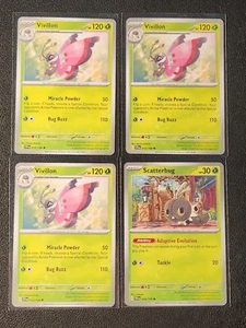 3x Vivillon 010/198 & 1x Scatterbug 008/198 Pokemon card Scarlet & Violet NM - Picture 1 of 1