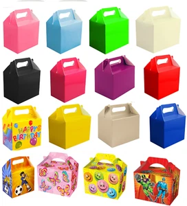 12 x Childrens Kids Party Lunch Boxes Colour Birthday Wedding Meal Food Loot Bag - Picture 1 of 37