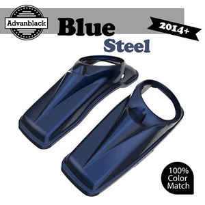 BLUE STEEL For Harley Touring 14+ Advanblack 8" Saddlebag Speaker Lids - Picture 1 of 7