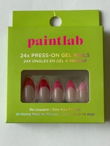 Paintlab 24X Press-On Gel Nails "Pink Tips" New in Box Free Ship - Picture 1 of 6