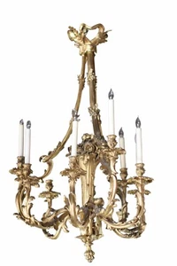 Louis-Philippe Style Gilt Bronze Nine-Light Chandelier - Picture 1 of 5