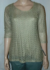 New Plus Size 1X JM Collection Gold Foil Three-Fourths 2pc Tunic & Tank - Picture 1 of 3