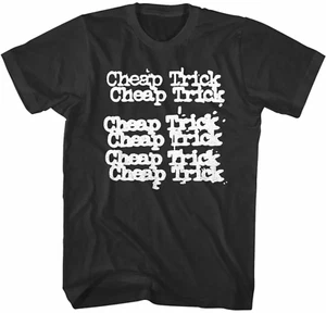 Cheap Trick Logo Repeated Rock Band Men's T Shirt Album Tour Music Merch Black - Picture 1 of 2