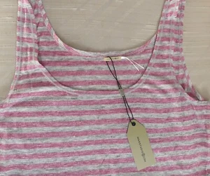 Max Studio Women's Red and Gray Striped 100% Linen Tank Top Size L NWT - Picture 1 of 2